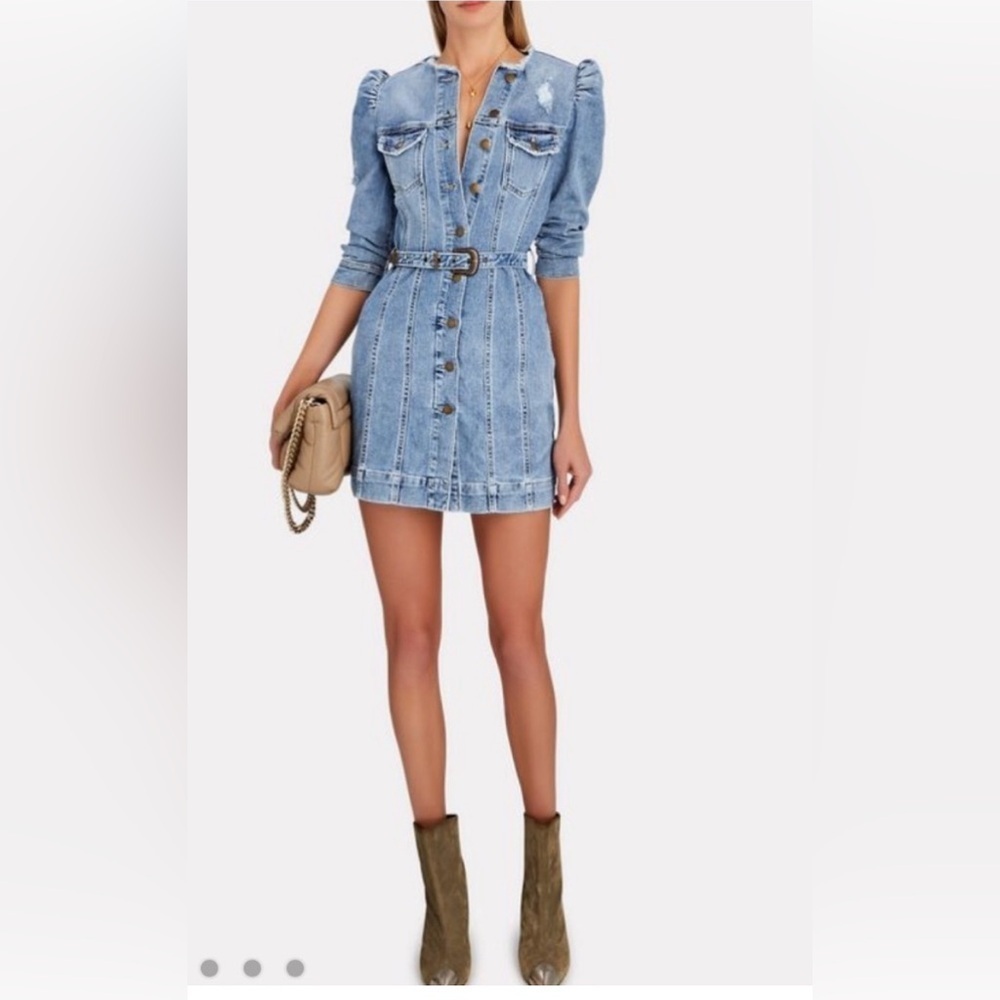 Retrofete Jamie Distressed Denim Mini Dress sz S